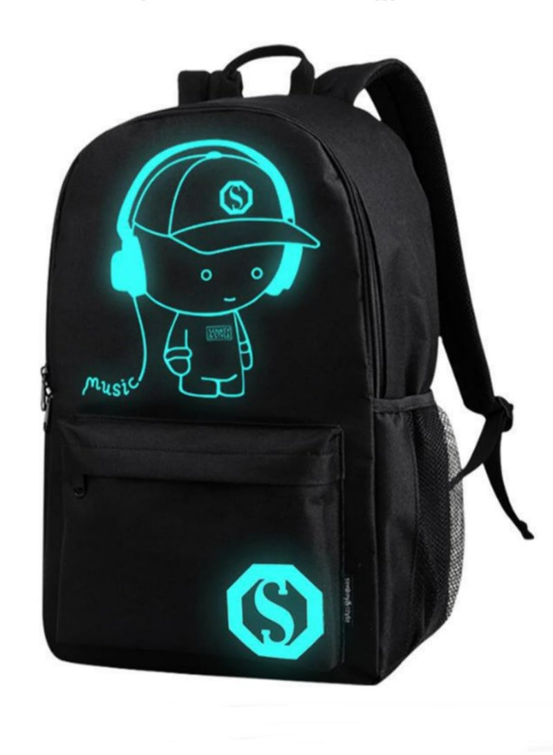 LUMINOUS ANTI-THEFT BACKPACK WITH USB PORT Waterproof Stylish Daypack with Fluorescent Effect Combination Lock Charging Port Durable Comfortable Design for Travel School Daily Use - Image 1
